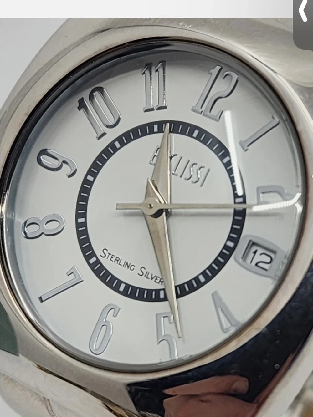 💜 SOLID SILVER Ecclissi 925 Sterling Silver Case & Band Quartz Watch 35mm